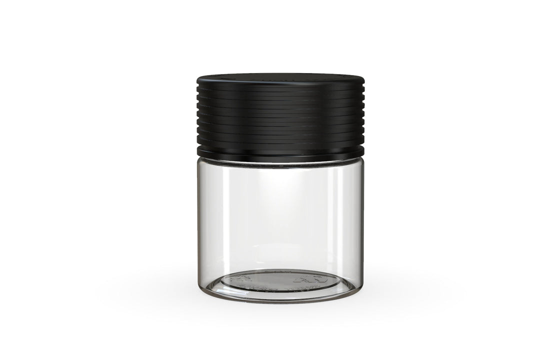 90CC/3FL.OZ Spiral CR - Container With Inner Seal & Tamper - Clear Natural With Opaque Black Lid