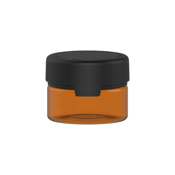 220CC/7.5FL.OZ/220ML Aviator CR - XL Container With Inner Seal & Tamper - Translucent Amber With Opaque Black Lid - Copackr.com