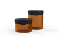 220CC/7.5FL.OZ/220ML Aviator CR - XL Container With Inner Seal & Tamper - Translucent Amber With Opaque Black Lid - Copackr.com