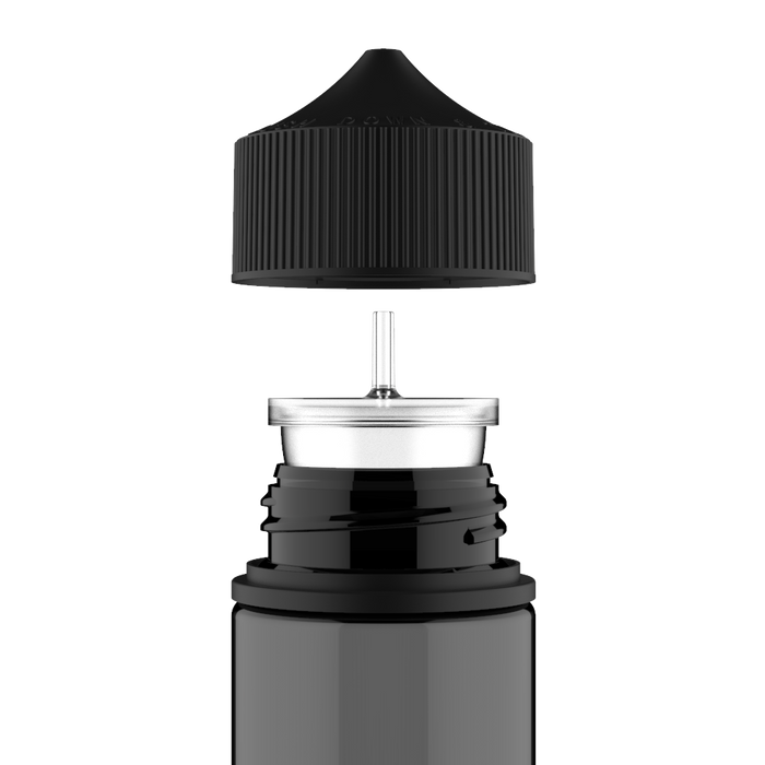 Chubby Gorilla - 100ML Unicorn Bottle - Transparent Black Bottle / Black Cap - V3 - Copackr.com