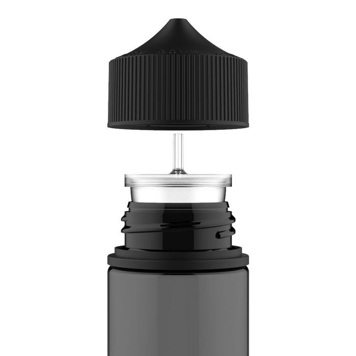 Chubby Gorilla - 120ML Production-Ready Unicorn Bottle - Translucent Black Bottle / Black Cap - V3