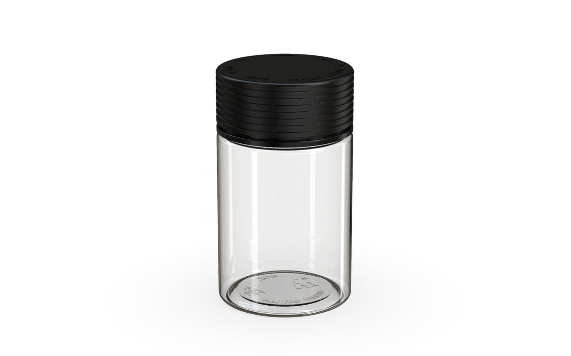 150CC/5OZ Spiral CR - Container With Inner Seal & Tamper - Clear Natural With Opaque Black Lid