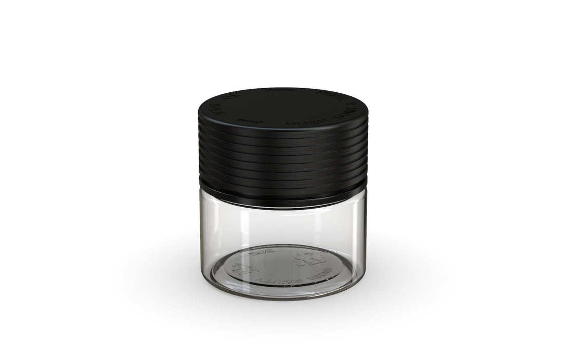 60CC/2FL.OZ Spiral CR - Container With Inner Seal & Tamper - Clear Natural With Opaque Black Lid