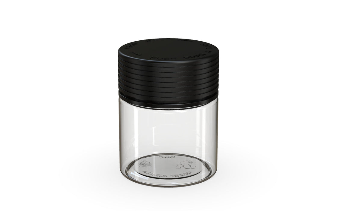 90CC/3FL.OZ Spiral CR - Container With Inner Seal & Tamper - Clear Natural With Opaque Black Lid