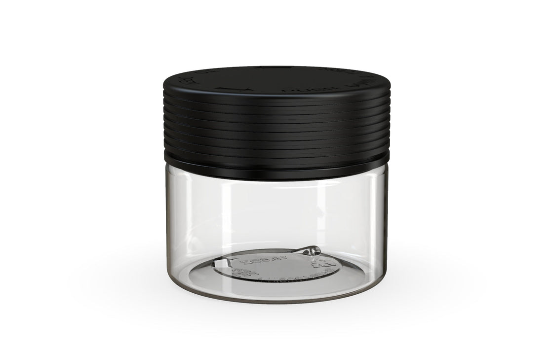 300CC/10FL.OZ Spiral CR - XL Container With Inner Seal & Tamper - Clear Natural With Opaque Black Lid