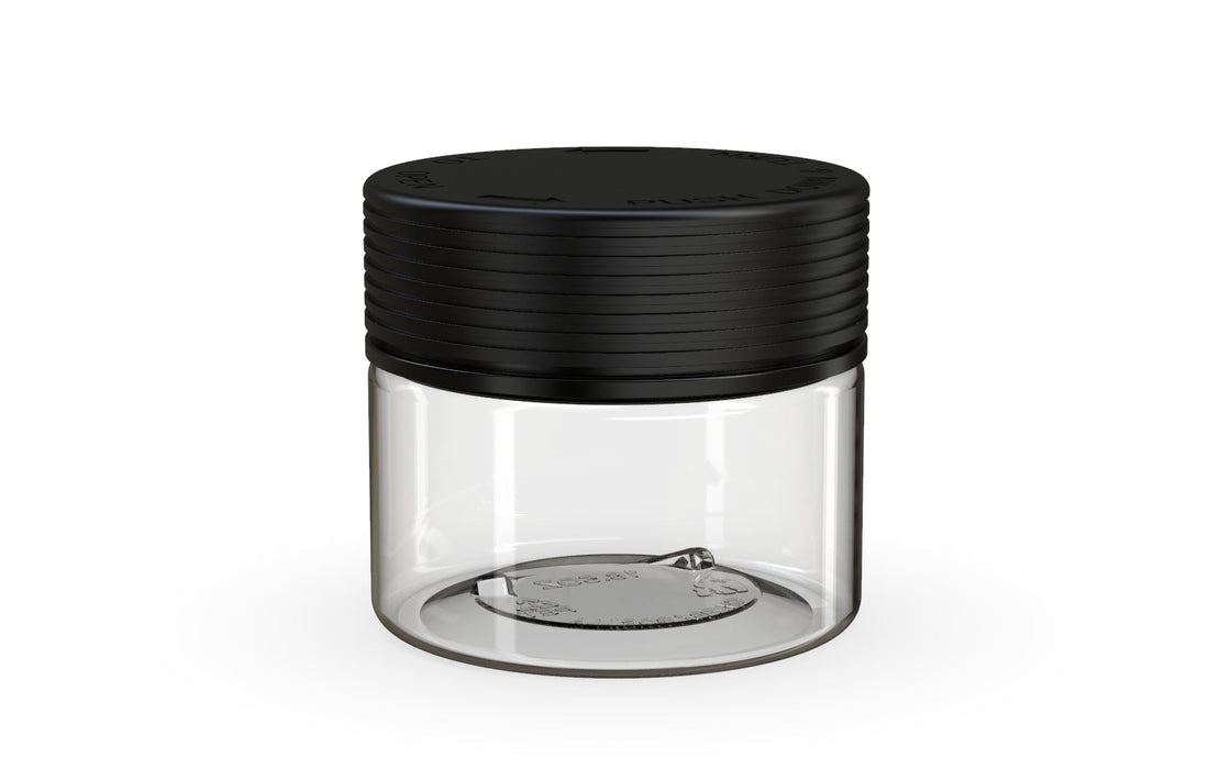 300CC/10FL.OZ Spiral CR - XL Container With Inner Seal & Tamper - Clear Natural With Opaque Black Lid