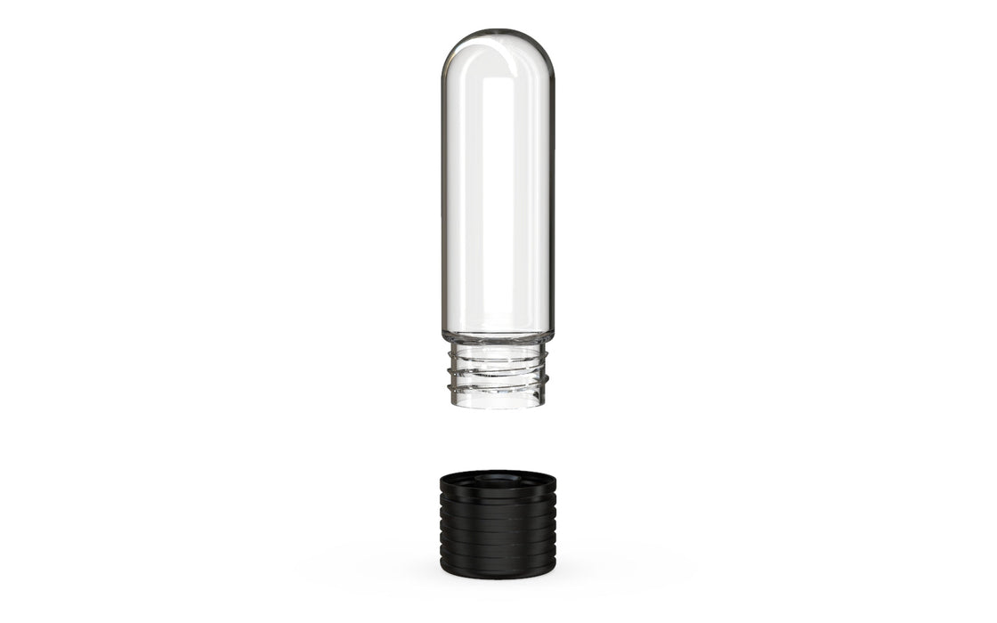 510 Cartridge Spiral CR Container Round Top - Clear Natural With Opaque Black Lid