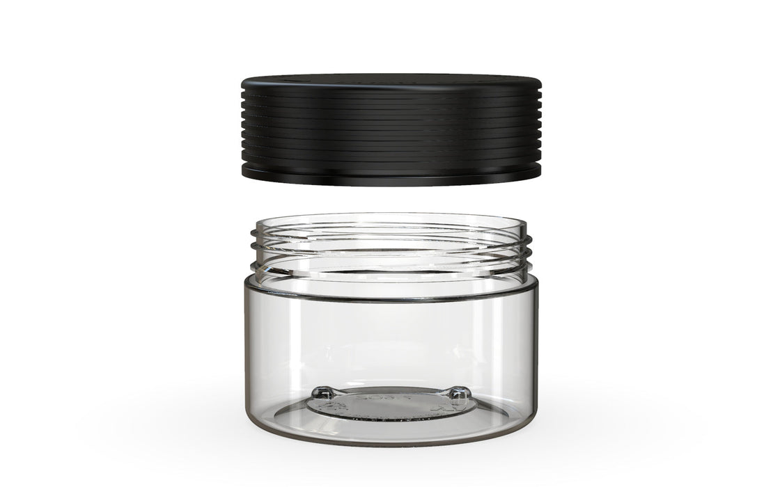 220CC/7.5FL.OZ Spiral CR - XL Container With Inner Seal & Tamper - Clear Natural With Opaque Black Lid