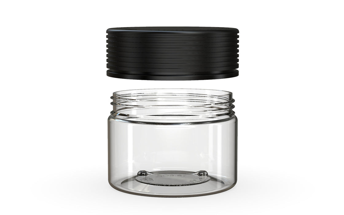 300CC/10FL.OZ Spiral CR - XL Container With Inner Seal & Tamper - Clear Natural With Opaque Black Lid