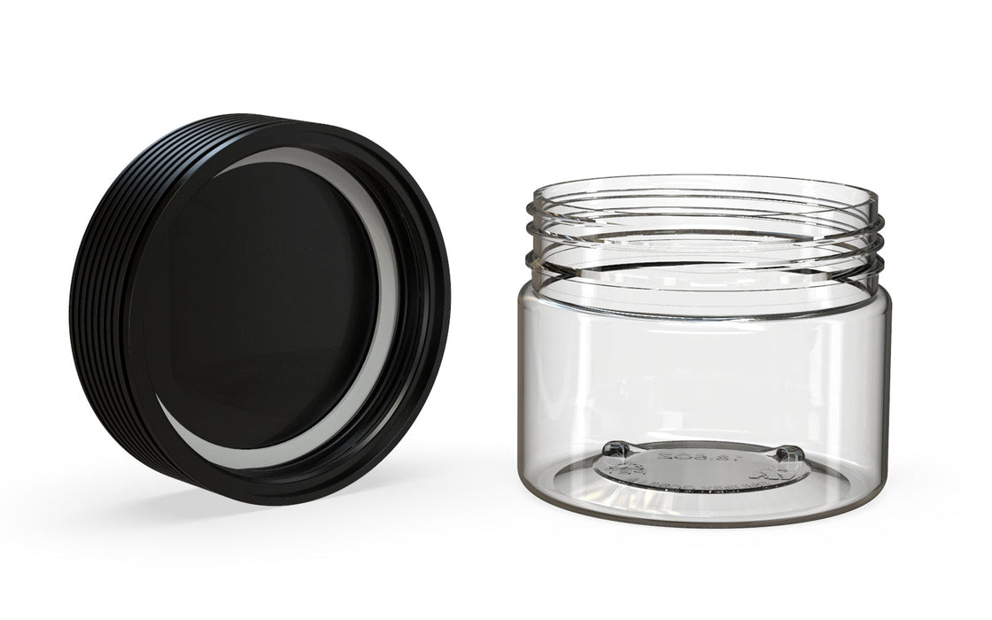 300CC/10FL.OZ Spiral CR - XL Container With Inner Seal & Tamper - Clear Natural With Opaque Black Lid