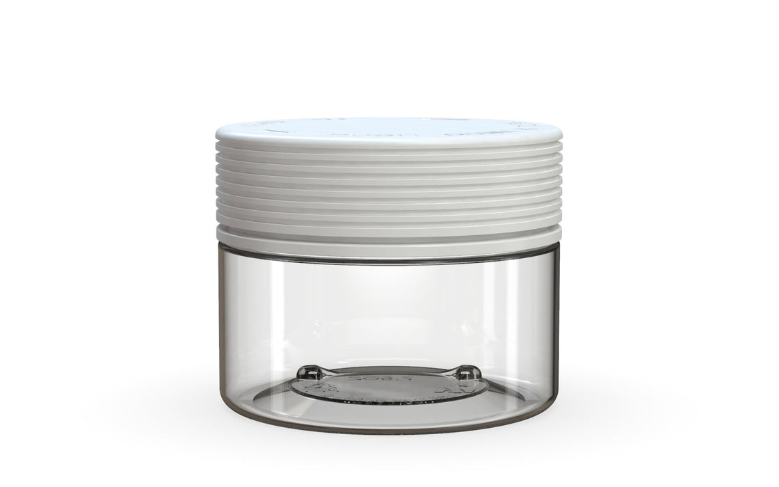 220CC/7.5FL.OZ Spiral CR - XL Container With Inner Seal & Tamper - Clear Natural With Opaque White Lid