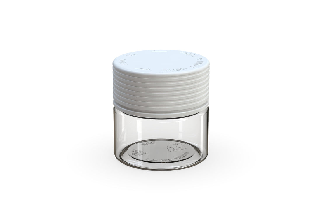 60CC/2FL.OZ Spiral CR - Container With Inner Seal & Tamper - Clear Natural With Opaque White Lid