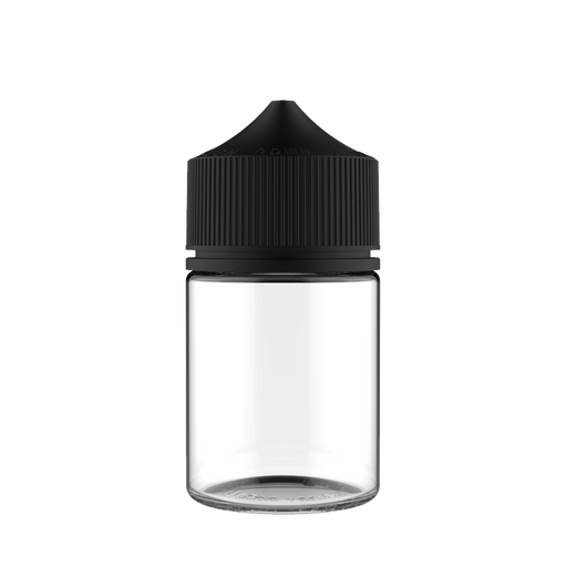 Chubby Gorilla 60ML Stubby Unicorn Bottle - Clear Bottle / Black Cap - V3 - Copackr.com