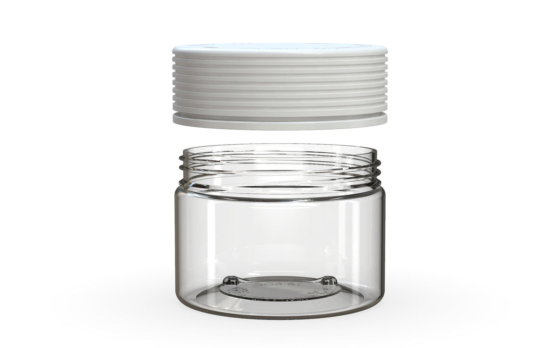 300CC/10FL.OZ Spiral CR - XL Container With Inner Seal & Tamper - Clear Natural With Opaque White Lid