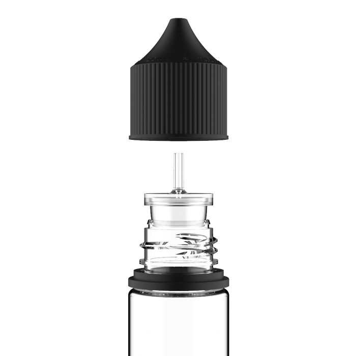 Chubby Gorilla Chubby Gorilla - 30ML Stubby Unicorn Bottle - Clear Bottle / Black Cap - V3