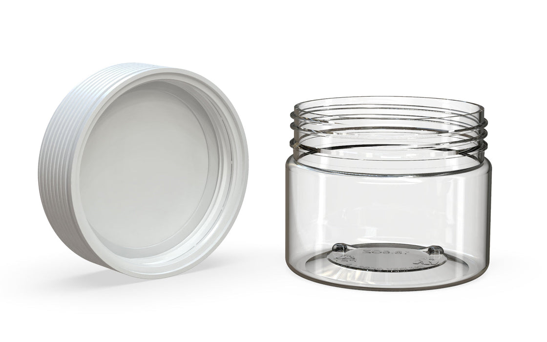 300CC/10FL.OZ Spiral CR - XL Container With Inner Seal & Tamper - Clear Natural With Opaque White Lid