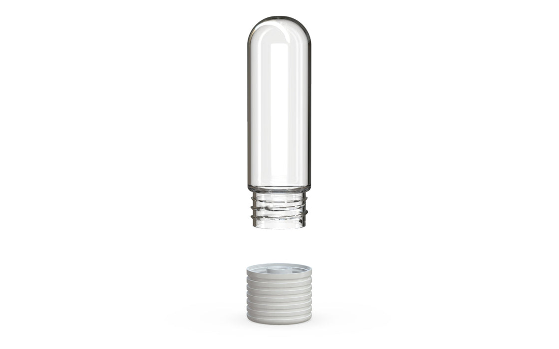 510 Cartridge Spiral CR Container Round Top - Clear Natural With Opaque White Lid
