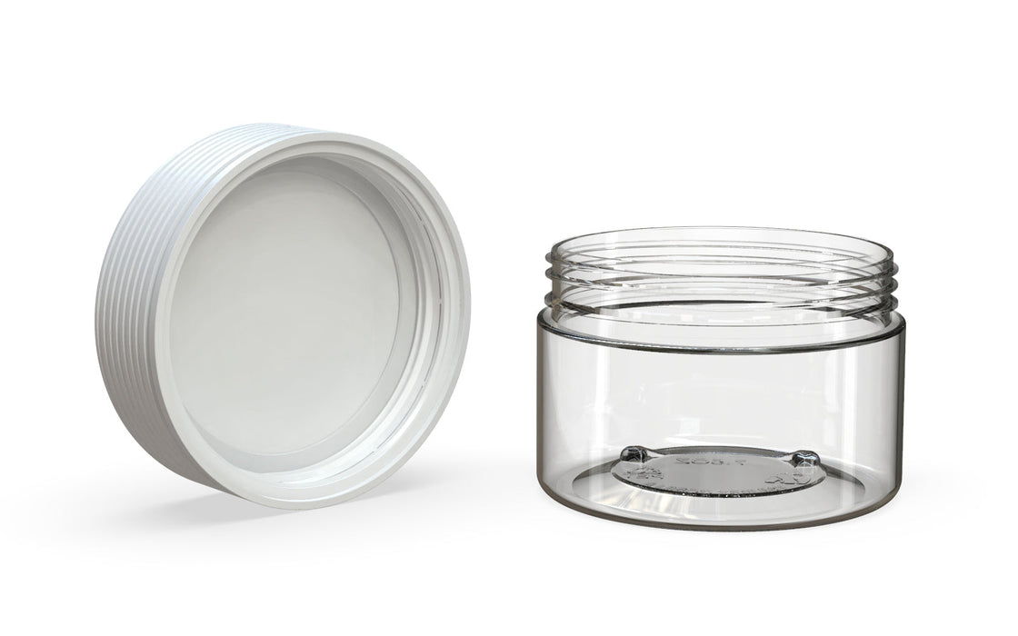 220CC/7.5FL.OZ Spiral CR - XL Container With Inner Seal & Tamper - Clear Natural With Opaque White Lid