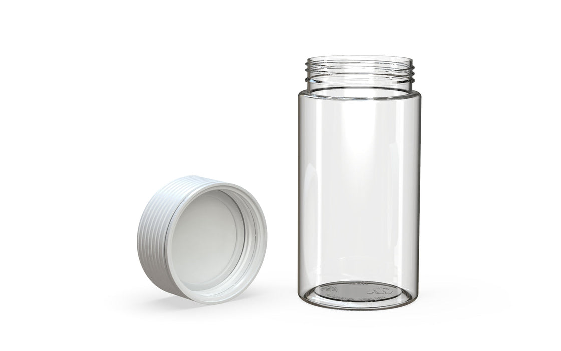 180CC/6FL.OZ Spiral CR - Container With Inner Seal & Tamper - Clear Natural With Opaque White Lid