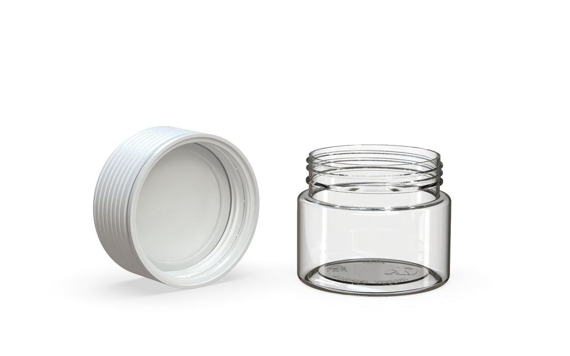 60CC/2FL.OZ Spiral CR - Container With Inner Seal & Tamper - Clear Natural With Opaque White Lid