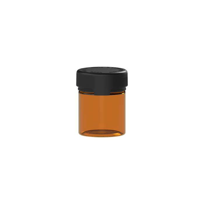 90CC/3FL.OZ/90ML Aviator CR - Container With Inner Seal & Tamper - Translucent Amber With Opaque Black Lid - Copackr.com