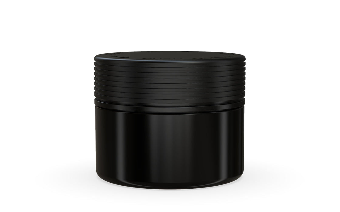 220CC/7.5FL.OZ Spiral CR - XL Container With Inner Seal & Tamper - Opaque Black With Opaque Black Lid
