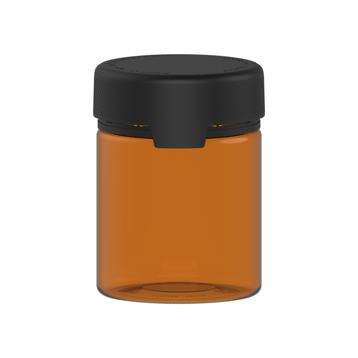 550CC/18.5FL.OZ/550ML Aviator CR - XL Container With Inner Seal & Tamper - Translucent Amber With Opaque Black Lid - Copackr.com