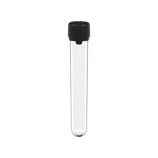 AVIATOR CR - TUBE 100MM WITH INNER SEAL & TAMPER - CLEAR NATURAL (TRANSPARENT) WITH OPAQUE BLACK LID - Copackr.com