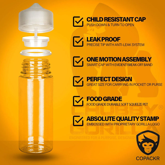 Chubby Gorilla - 120ML Unicorn Bottle - Clear Bottle / Natural Cap - V3 - Copackr.com