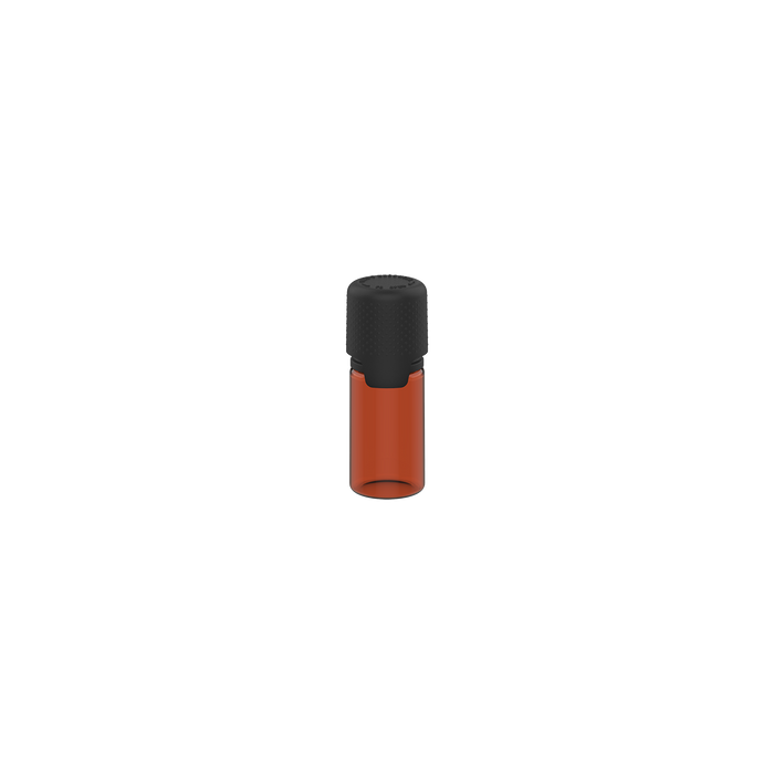 Chubby Gorilla Aviator 10ML lahvička s vnitřním těsněním a odlamovací páskou - průsvitná jantarová lahvička / neprůhledný černý uzávěr