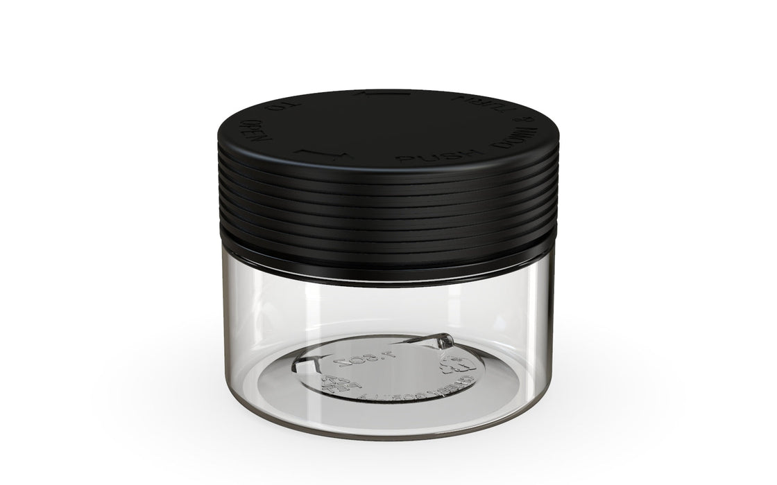 220CC/7,5FL.OZ Spiral CR - XL kontejner s vnitřním těsněním a tamperem - čirý přírodní s neprůhledným černým víkem