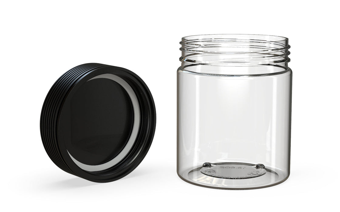 550CC/18,5FL.OZ Spiral CR - XL kontejner s vnitřním těsněním a tamperem - čirý přírodní s neprůhledným černým víkem