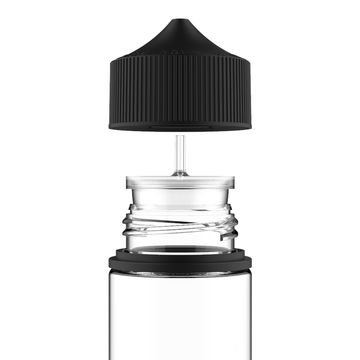 Chubby Gorilla - 120ML Unicorn Láhev - čirá láhev / černý uzávěr - V3 - Copackr.com