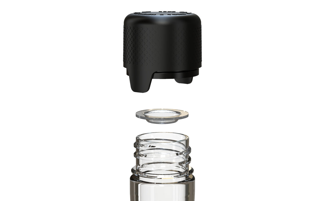 Aviator CR - Röhrchen 100MM mit Innensiegel & Tamper - Klar Natur (Transparent) mit undurchsichtigem schwarzen Deckel