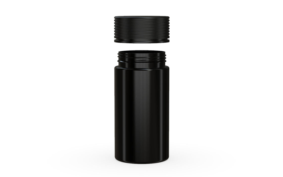 180CC/6FL.OZ Spiral CR - Behälter mit Innensiegel & Manipulationssicherung - undurchsichtig schwarz mit undurchsichtig schwarzem Deckel