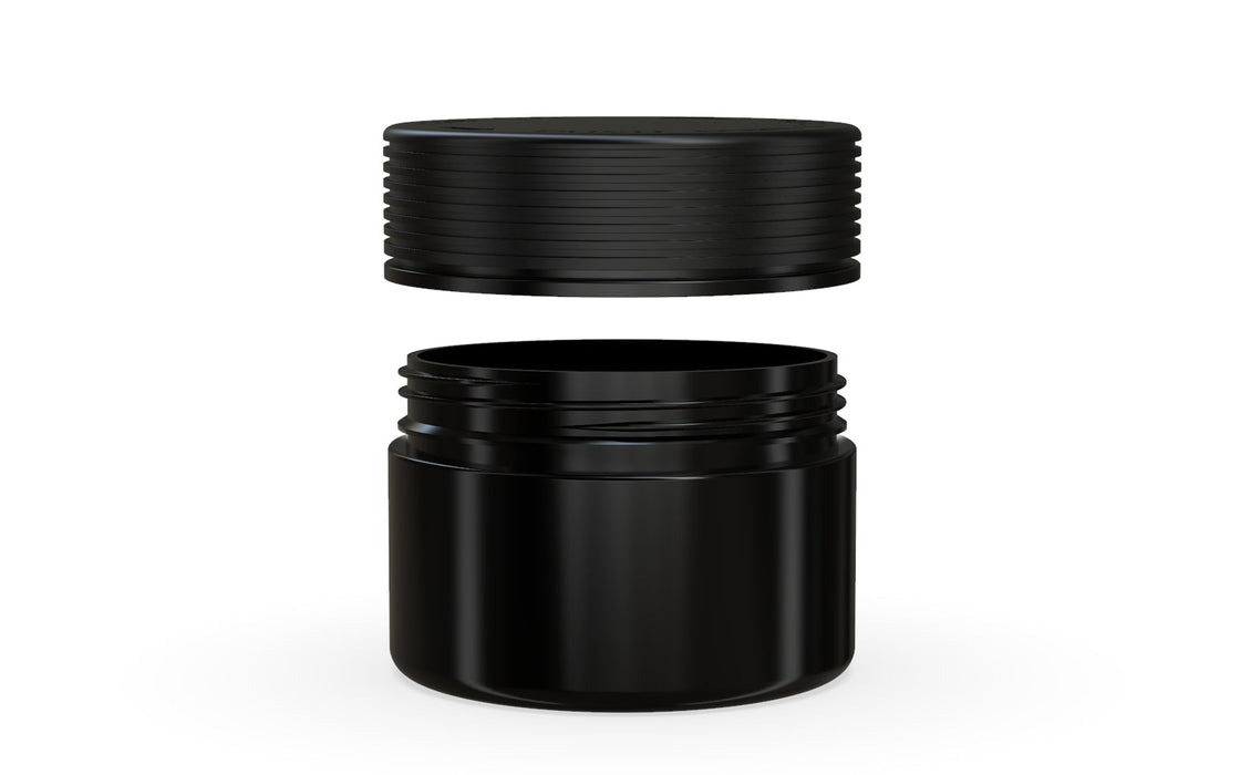 220CC/7.5FL.OZ Spiral CR - XL-Behälter mit Innensiegel & Tamper - undurchsichtig schwarz mit undurchsichtig schwarzem Deckel