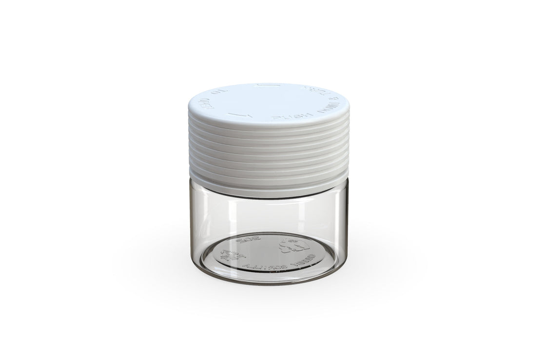 60CC/2FL.OZ Spiral CR - Behälter mit Innensiegel & Tamper - Klar Natur mit undurchsichtigem weißen Deckel