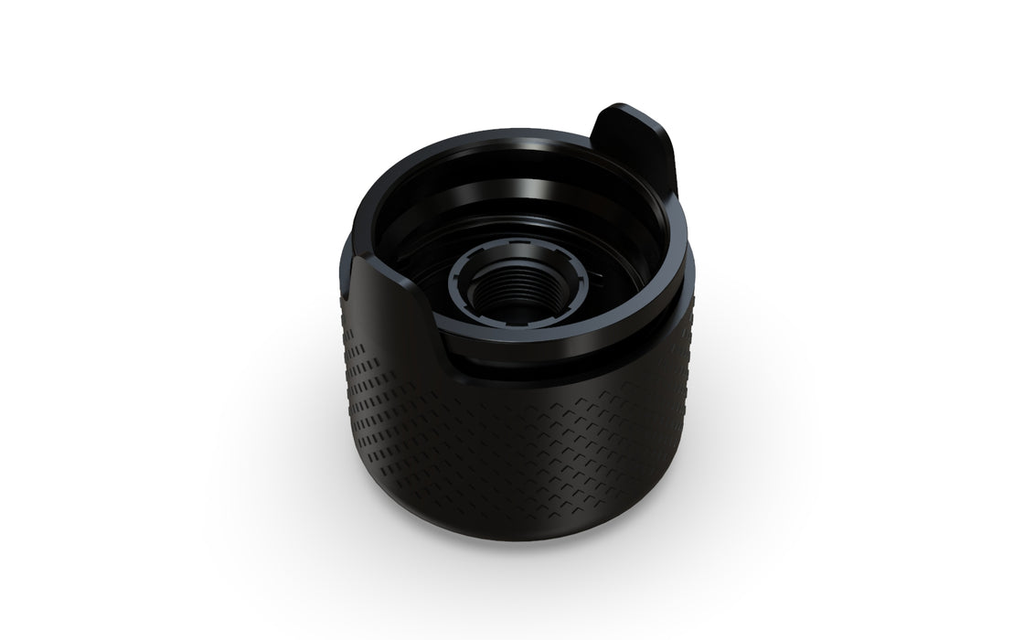 510 Cartucho Aviator Contenedor CR Tapa Plana - Contenedor Con Precinto Interior Y Tamper - Transparente Natural Con Tapa Negra Opaca
