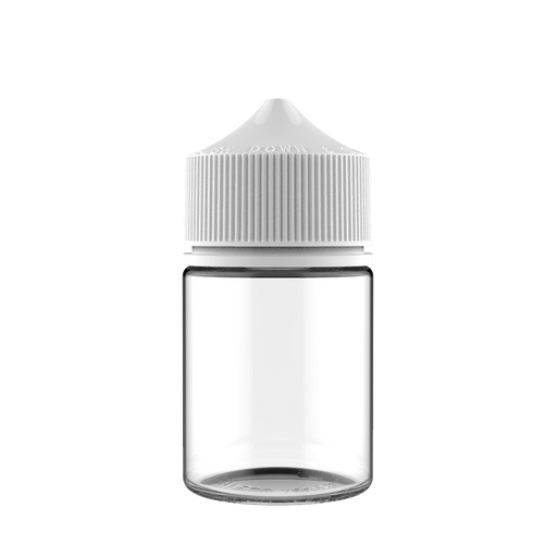 Chubby Gorilla - 60ML Botella Stubby Unicorn - Botella Transparente / Tapón Blanco - V3 - Copackr.com