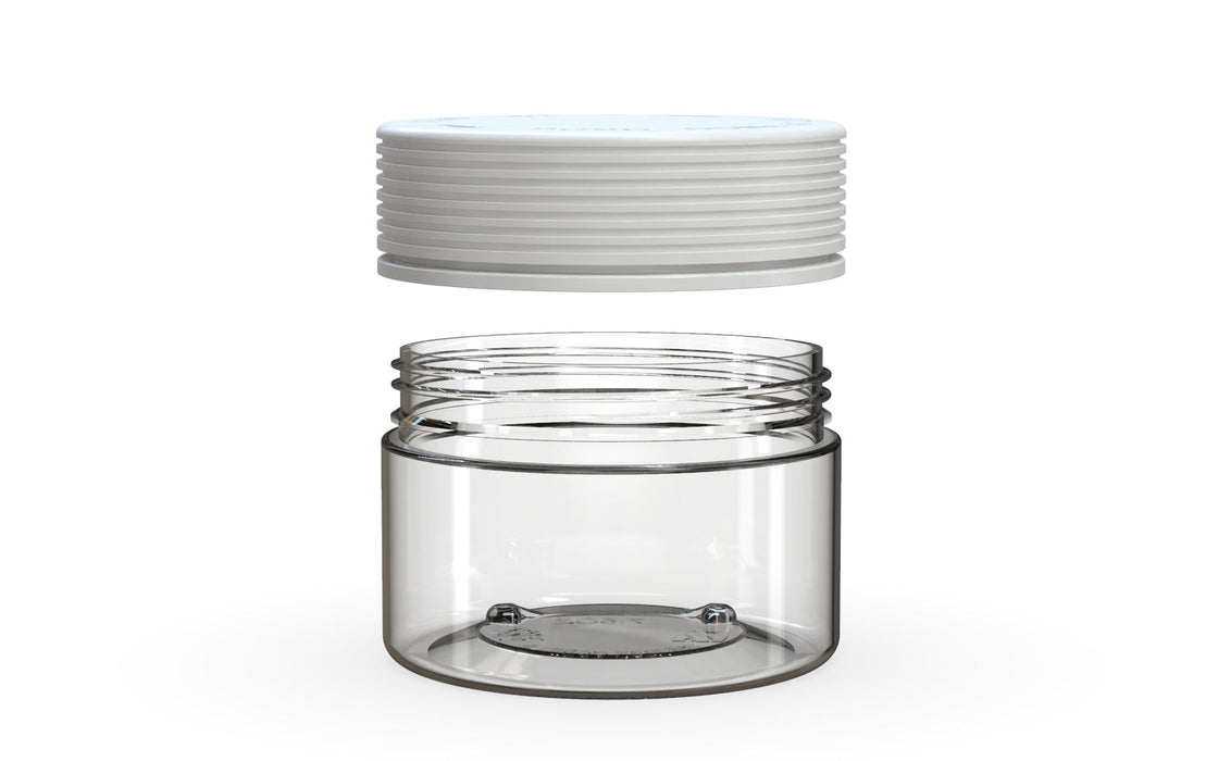 220CC/7.5FL.OZ Spiral CR - Container XL avec scellé intérieur et inviolabilité - Naturel transparent avec couvercle blanc opaque