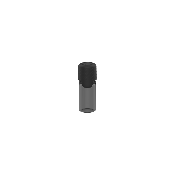 Bucmasta gorila Aviator Bočica od 10 ml s unutarnjom brtvom i petljanjem evidentna prijelomna traka - prozirna crna boca / neprozirna crna kapa