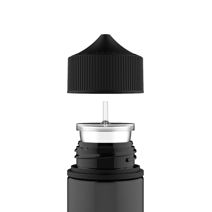 Chubby Gorilla 60ML Stubby Unicorn ขวด - ขวดใสสีดํา / ฝาสีดํา - V3 - Copackr.com